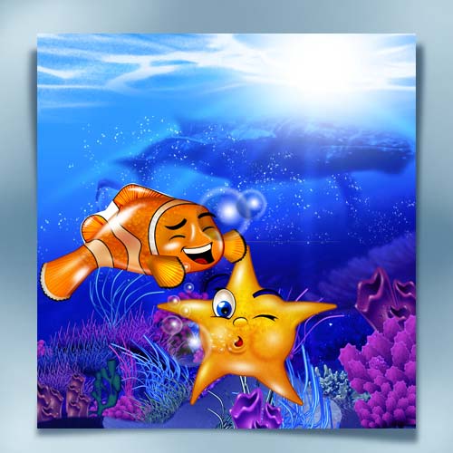 Desenho do fundo do mar com temas infantis