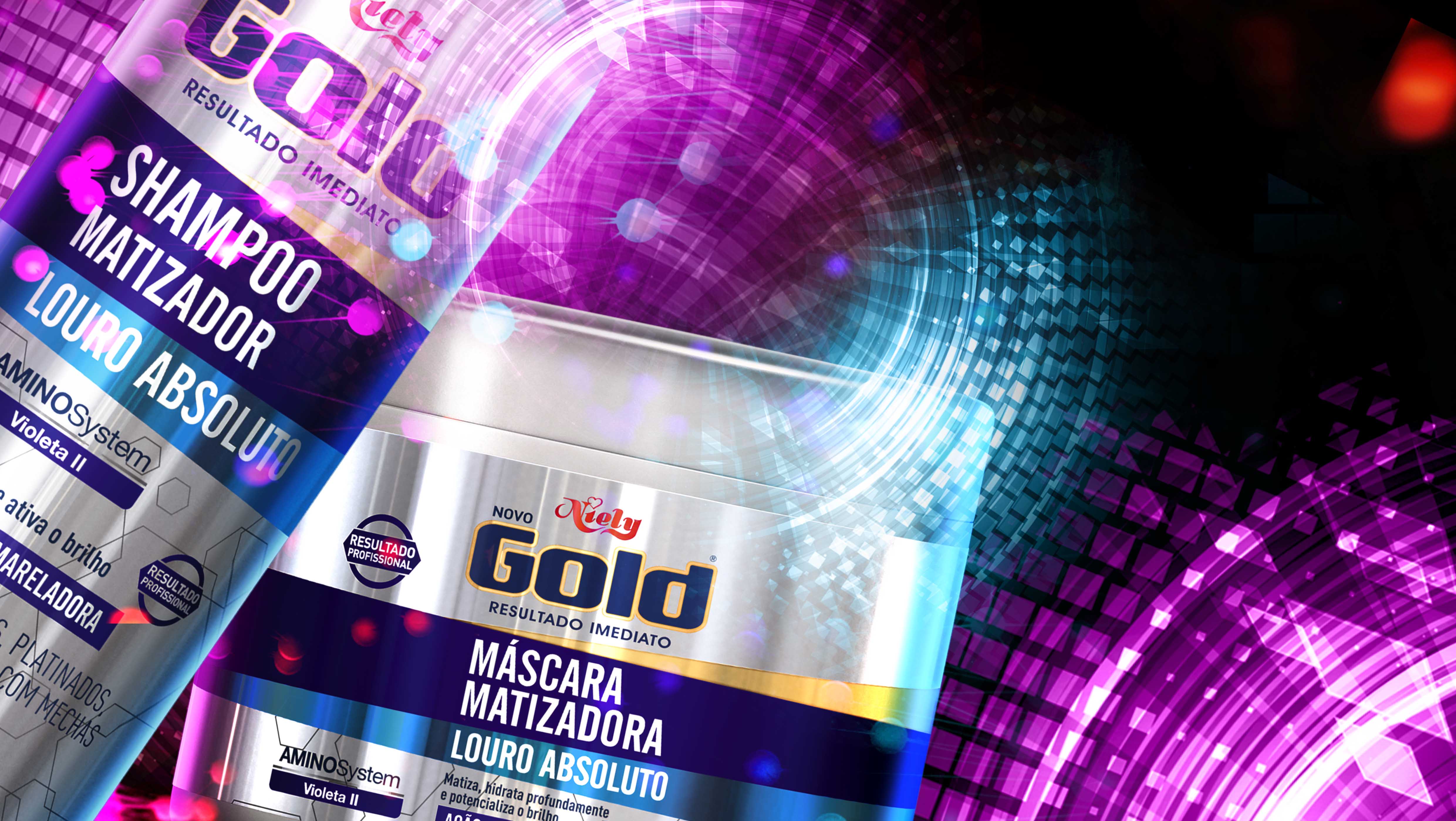 Agência de Design de embalagem no rio de janeiro que trabalha 100% online e home office - Redesign de linha para niely gold - embalagem 3d 2d ilustração